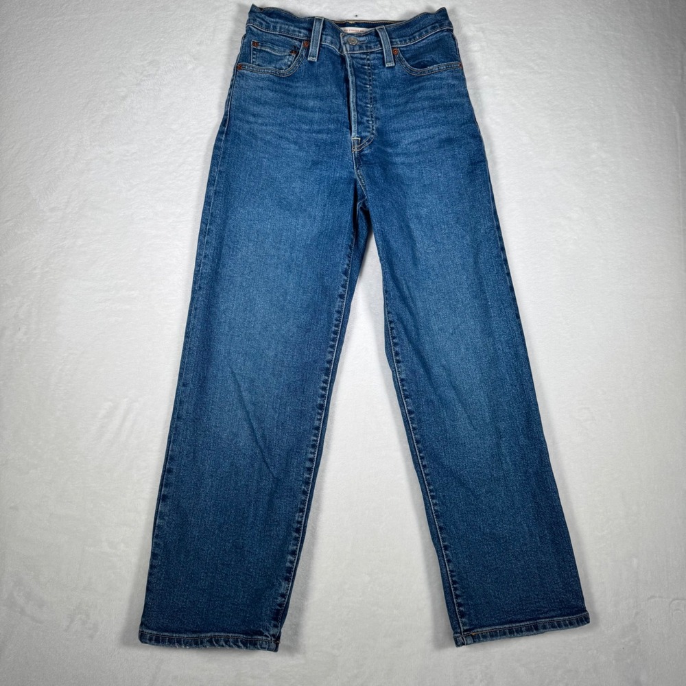 Levis Ribcage Straight Ankle Jeans Blue Denim Button Fly W25 L27 72693-0121 - Picture 2 of 10